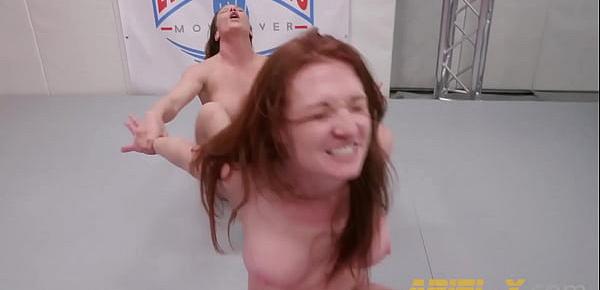  Muscular Babes Arial X And Tyler Dare Wrestling Topless Then Flexing